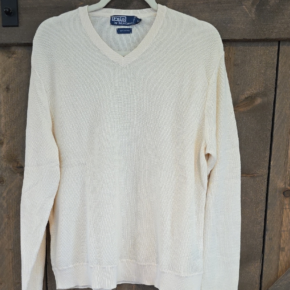 Ralph Lauren Men's V-Neck Sweater in Cream
